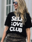 Preview: T-Shirt "SELF LOVE CLUB" kann von Größe 36-42 getragen werden, Schwarz-Weiß