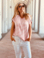 Preview: Super softers gestreiftes T-Shirt "ANNA" kann von Größe 36-42 getragen werden, Weiß-Rosa
