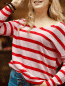Preview: Sommerlicher Pullover im Streifen-Look "OLIVIA" kann von Größe 36-42 getragen werden, Pink-Rot