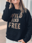 Preview: Pullover "WILD & FREE" kann von Größe 36-42 getragen werden, Schwarz