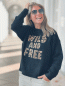 Preview: Pullover "WILD & FREE" kann von Größe 36-42 getragen werden, Schwarz