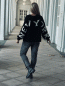 Preview: Grobgestrickter Pullover "NEW YORK" kann von Größe 36-42 getragen werden, Schwarz-Weiß