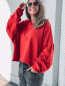 Preview: Pullover im Destroyed-Style "RIEKE" kann von Größe 36-42 getragen werden, Rot