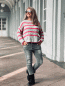 Preview: Leichter Pullover im Streifen-Look "BORIS" kann von Größe 36-42 getragen werden, Grau-Pink