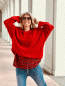 Preview: Leichter Grobgestrickter Pullover "Betty" kann von Größe 36-42 getragen werden, Rot