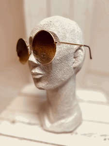Sonnenbrille "ORA" Goldenes Gestell, braun getöntes Kunststoff-Glas