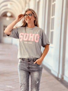 Tolles T-Shirt "SOHO" kann von Größe 34-42 getragen werden, Grau