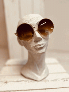 Sonnenbrille "ORA" Goldenes Gestell, braun getöntes Kunststoff-Glas