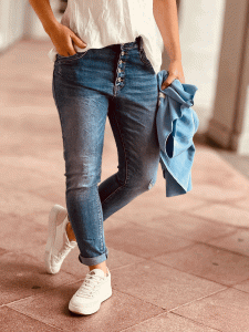 Super angenehme Skinny-Jeans mit Knopfleiste "JIMM" in den Größen XS-XL wählbar, Denim