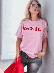 Herzallerliebst Statement-Shirt "Love It" kann von Größe 36-44 getragen werden, Pink-Rot