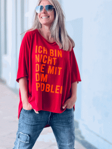 Oversize Kurzarm Shirt "PROBLEME" kann in Größe 36-46 getragen werden, Rot