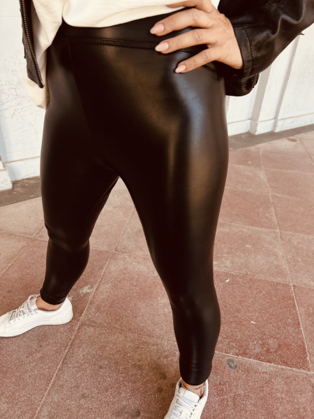 Vegane Leder-Leggins "CARMEN" in den Größen S-XL wählbar, Schwarz