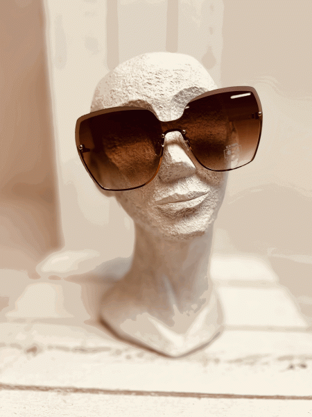 Sonnenbrille "EVA" Goldenes Gestell, braun getöntes Kunststoff-Glas