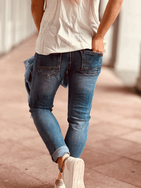 Super angenehme Skinny-Jeans mit Knopfleiste "JIMM" in den Größen XS-XL wählbar, Denim