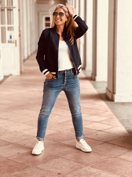 Schicker Blouson mit Bündchen "COCO" in den Größen XS-XXL, Marineblau