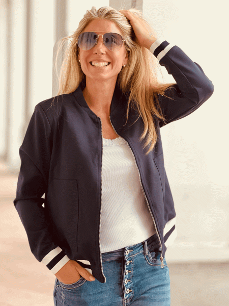 Schicker Blouson mit Bündchen "COCO" in den Größen XS-XXL, Marineblau